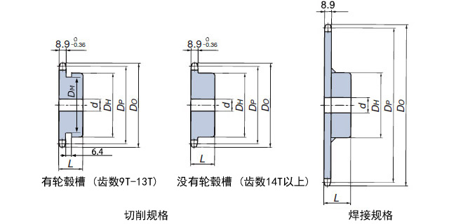 50/10A单排带台阶链轮结构