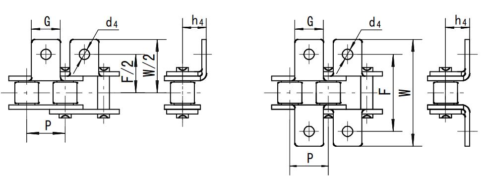 不锈钢带弯板附件滚子链条
