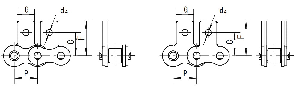 不锈钢带直立板附件滚子链条