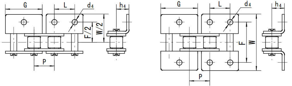 不锈钢带宽弯板附件滚子链条