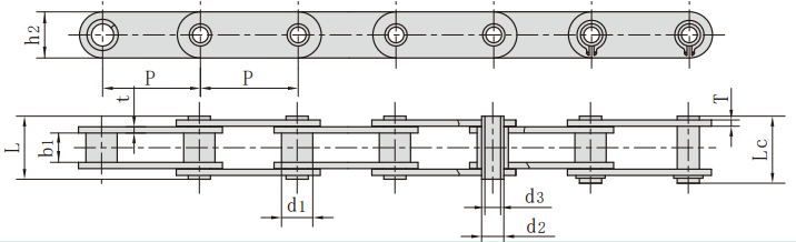 小滚轮空心销轴输送链条