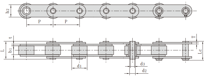 大滚轮空心销轴输送链条
