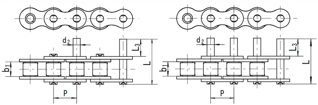 不锈钢带加长销滚子链条