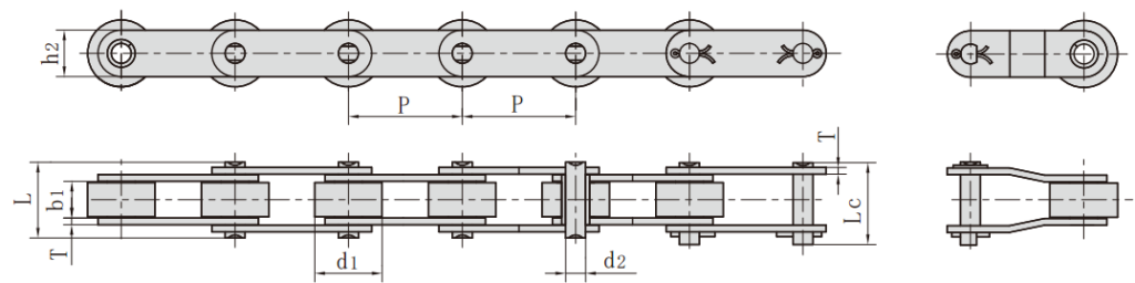 不锈钢双节距输送链条-大滚子