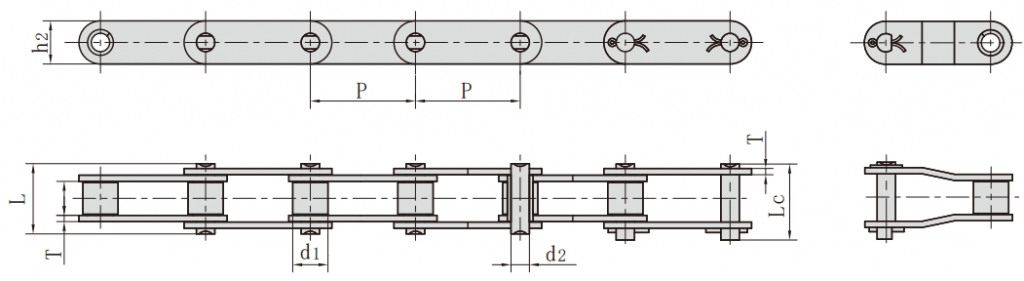 不锈钢双节距输送链条-小滚子